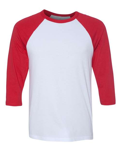 BELLA CANVAS RAGLAN - WHITE/RED