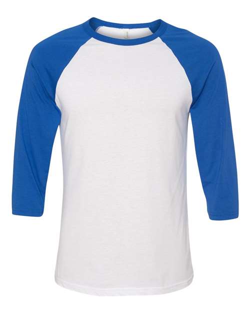 BELLA CANVAS RAGLAN - WHITE/TRUE ROYAL