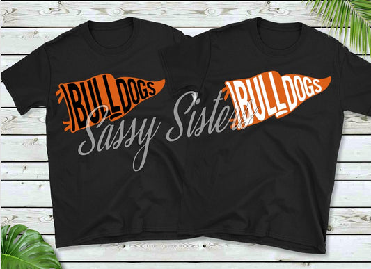 BULLDOGS PENNANT FLAG- ORANGE AND WHITE