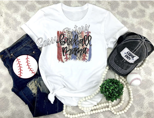 BASEBALL MAMA BRUSHSTROKE - TRANSFER