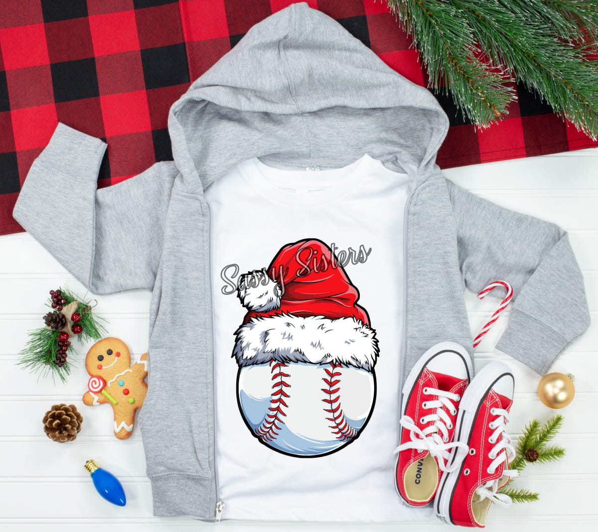 BASEBALL WITH SANTA HAT