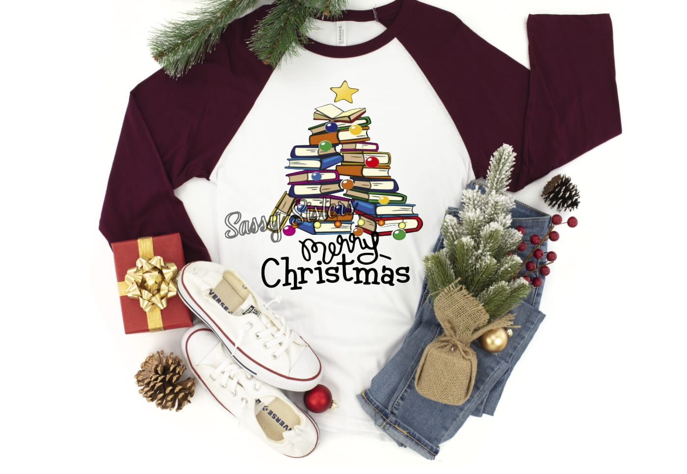BOOK TREE MERRY CHRISTMAS - TRANSFER
