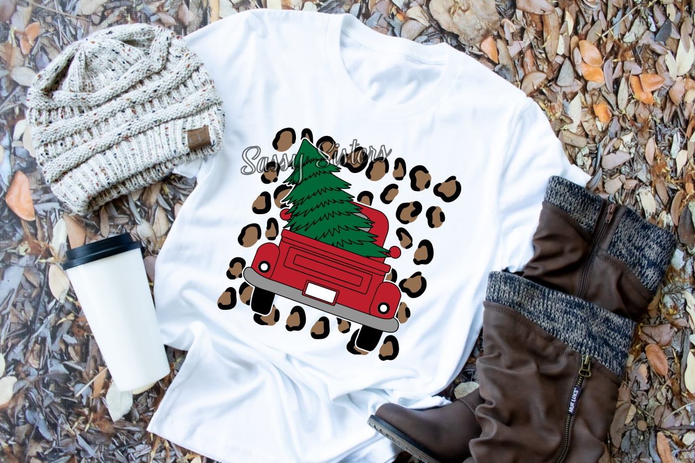 CHRISMTAS TRUCK LEPORD SPOTS - TRANSFER