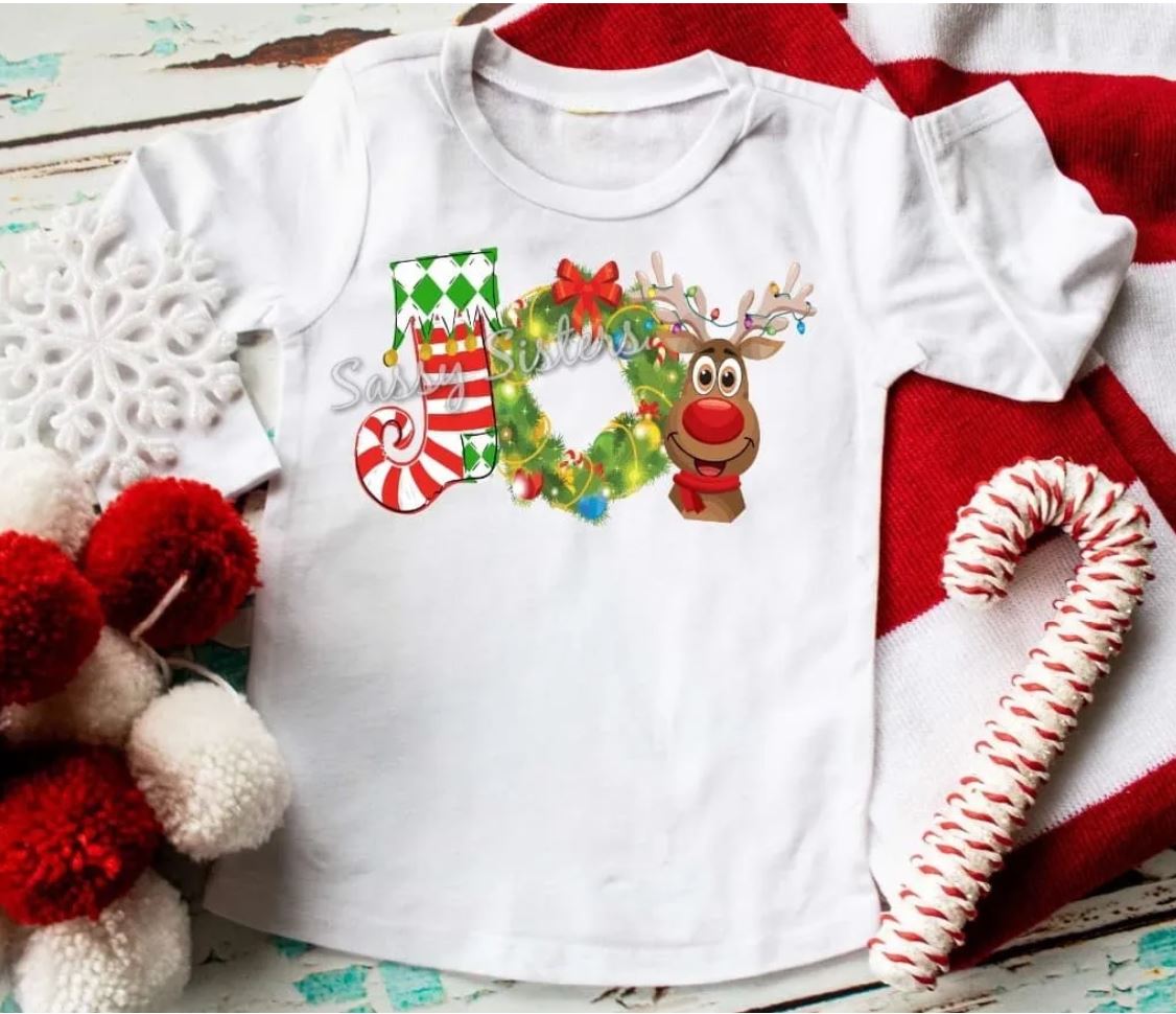JOY STOCKING WREATH REINDEER - TRASNFER