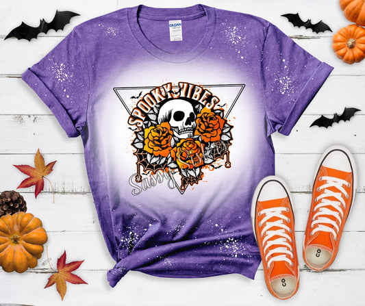 SPOOKY VIBES SKULL AND FLOWERS - TRANSFER