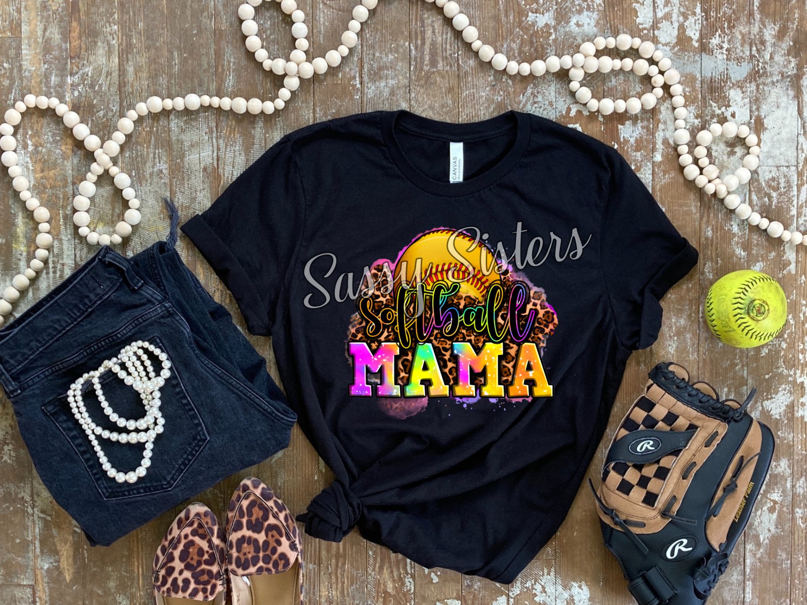 Softball Mama Neon Cheetah Transfer Sassy Sisters