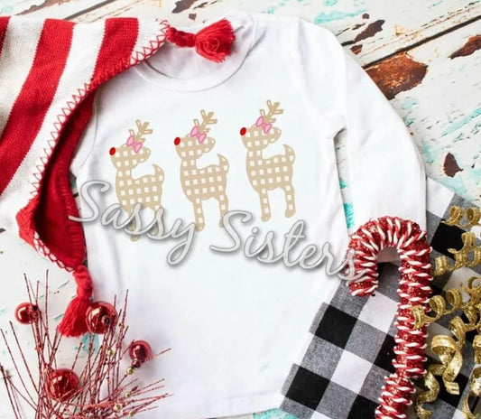 THREE PLAID REINDEER - TRANSFER