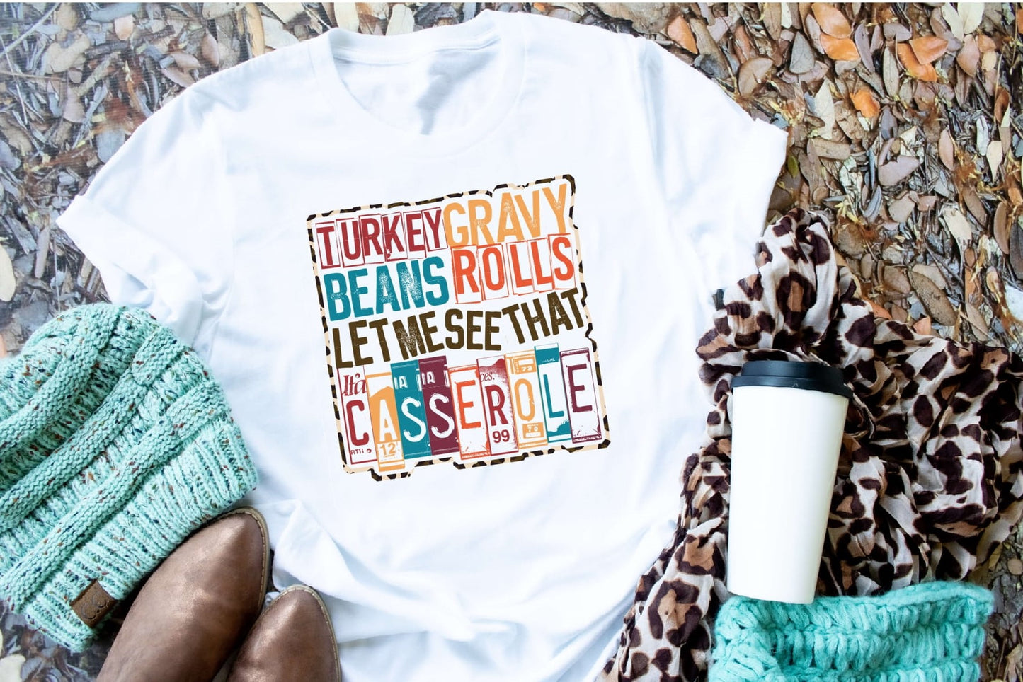 TURKEY GRAVY BEANS ROLLS LETTERS - TRANSFER