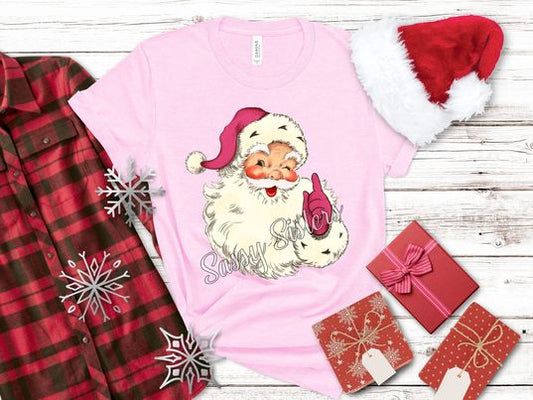 WINKING SANTA PINK HAT