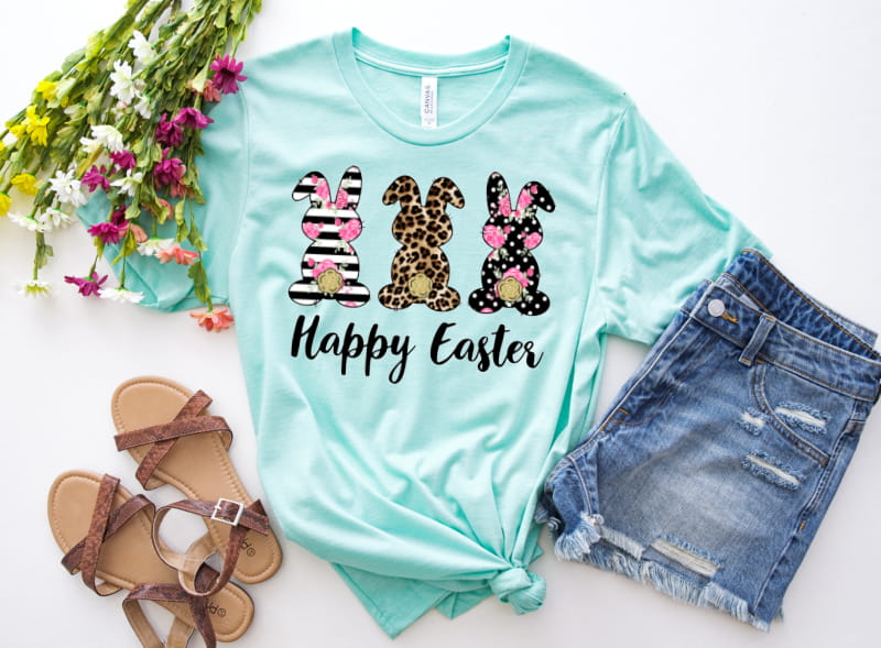 BUNNY TRIO HAPPY EASTER - TRANSFER