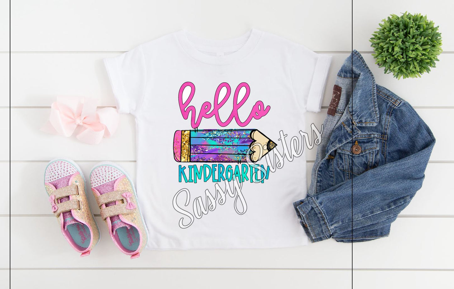 HELLO KINDERGARTEN NEON PENCIL - TRANSFER