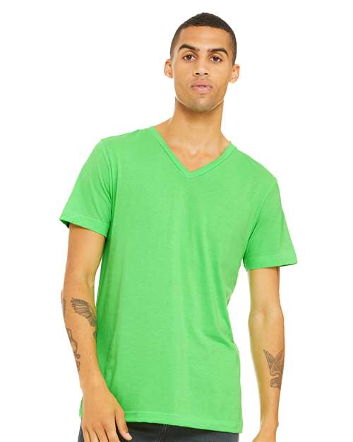 BELLA CANVAS V-NECK - HEATHER & NEON