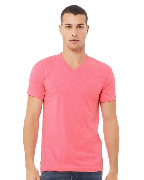 BELLA CANVAS V-NECK - HEATHER & NEON